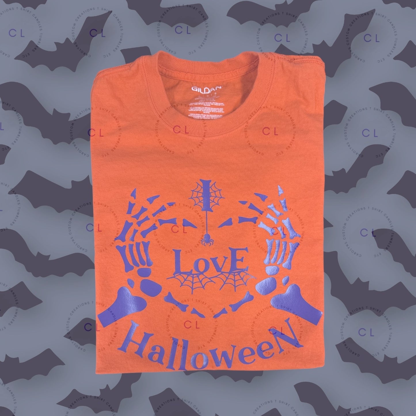 I Love Halloween Skeleton hands with heart