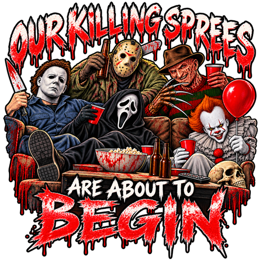 Horror Icons Bloody Couch Party  12x12 DTF Transfer