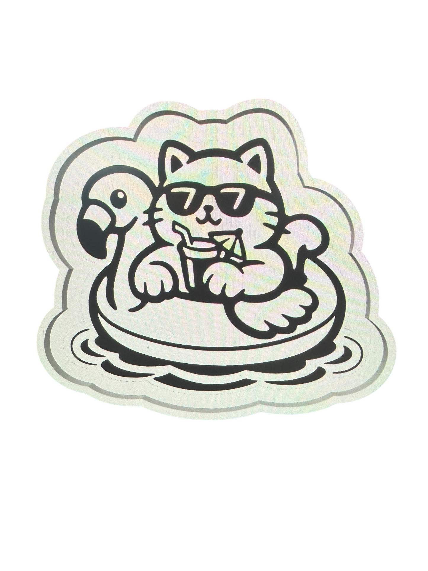 CHILLING CAT ON FLAMINGO FLOATIE